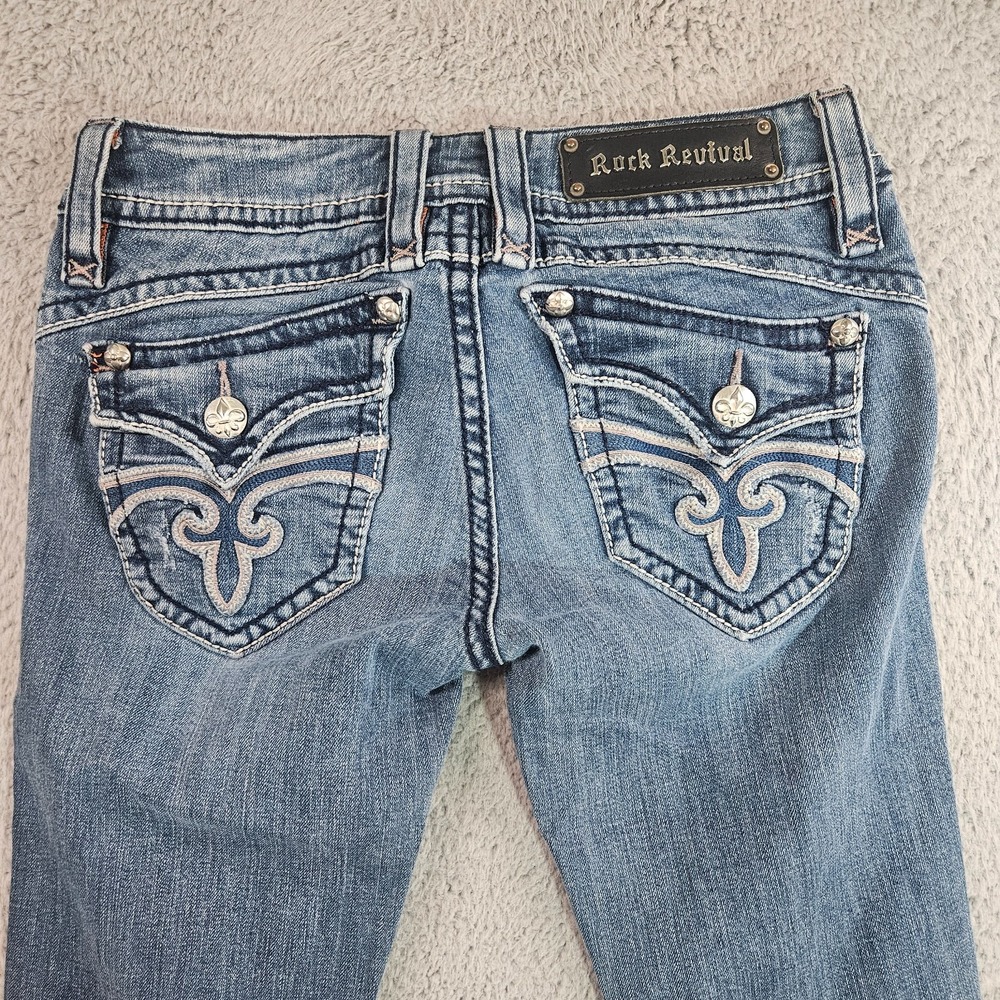 Rock Revival Cropped Jeans Women Size 28 Inseam 25" Stephanie Boot Raw Hem